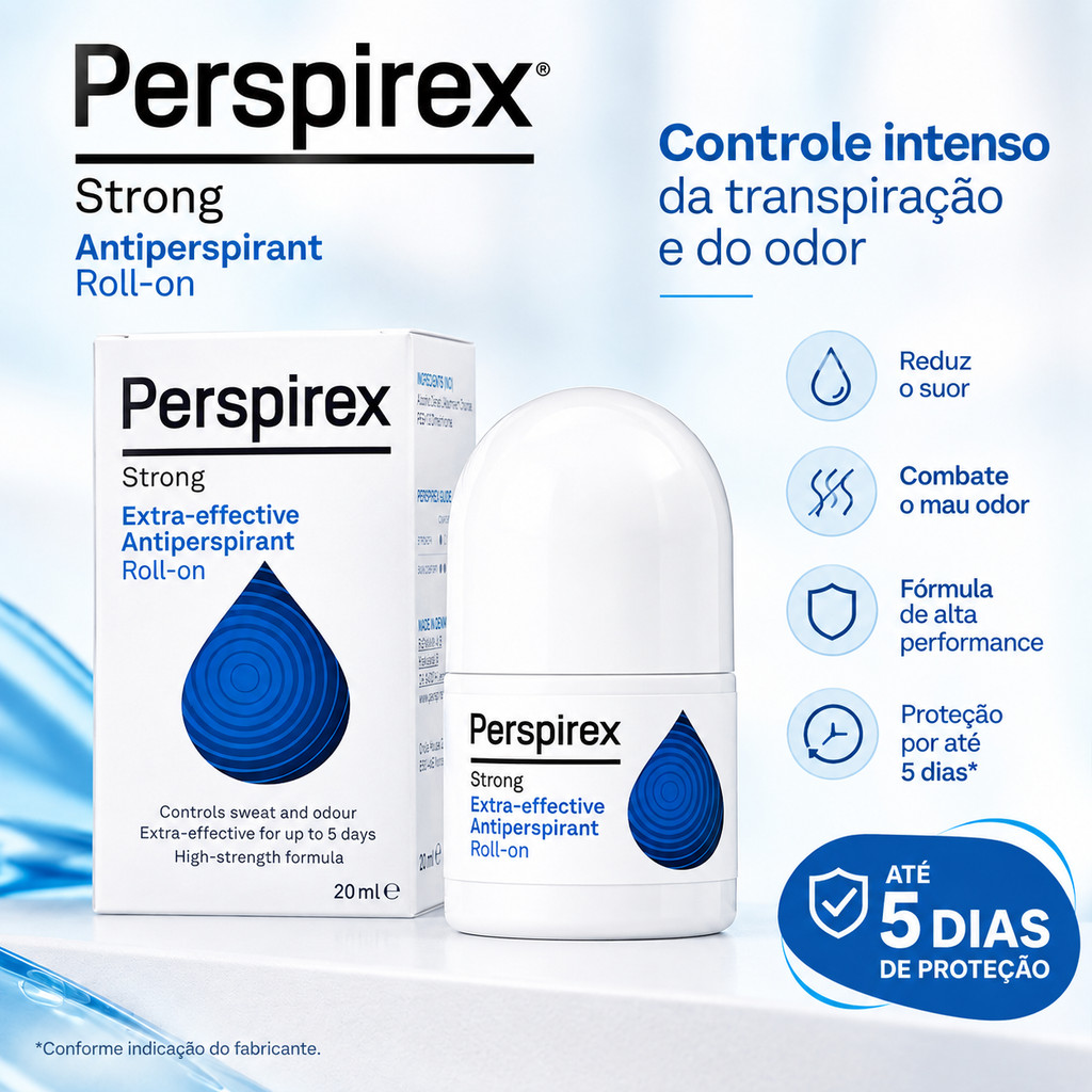 Perspirex Strong Antitranspirante Roll-On 20ml | Controle Intenso do Suor e Mau Odor Original