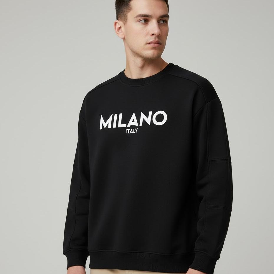 Blusa de Frio Milano Estampado Moletom Gola Redonda Casual Estiloso Quentinho Confortável