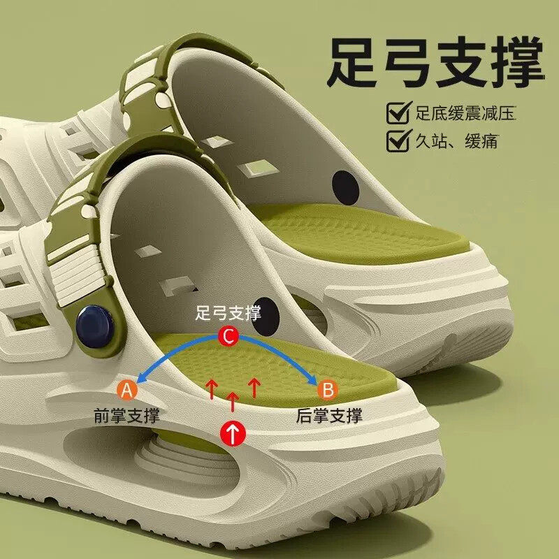 Buraco sapatos masculinos 2025 verão novo estilo exterior Wear antiderrapante não cansado pé arco suporte ao ar livre ev