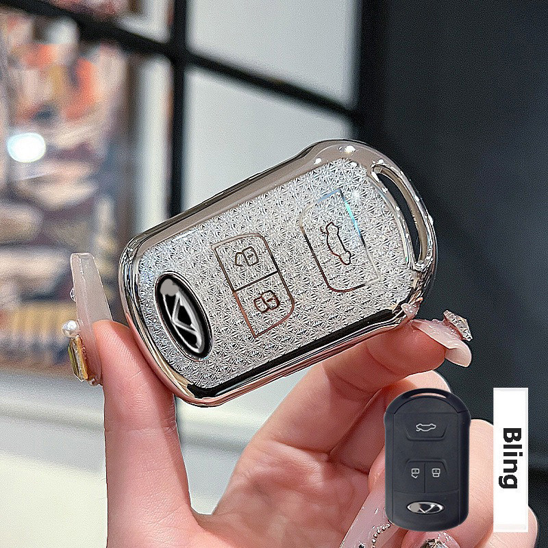 Capa protetora de chave de carro em TPU para Chery Tiggo 5, 7, 8, Arrizo 5X, 6, 7, modelo 2026, com revestimento brilhan