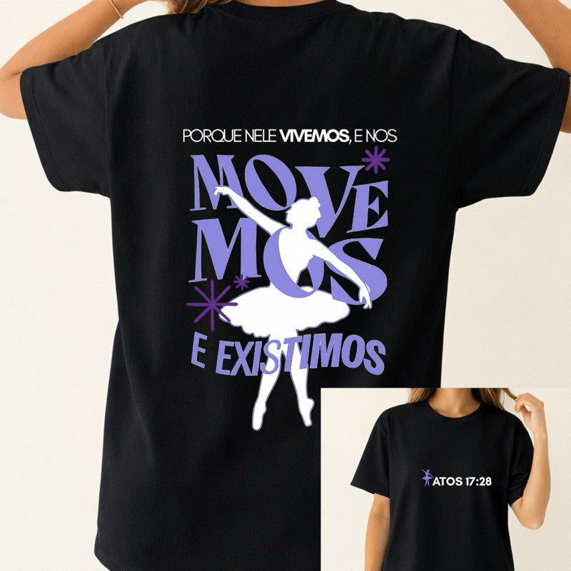 [Camiseta Premium em Algodão Puro]BOW Feminina Oversized Dança Ballet Camiseta Ensaio 100% Algodão Estilosa Confortável 