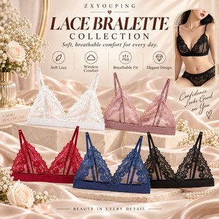 1/3pcs Sutiã Feminino Sem Fio Bralette De Renda , Floral Respirável Macio Com Alças Ajustáveis