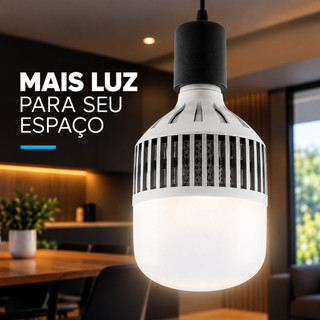 Lâmpada LED Bulbo 200W Super Potente Branco Frio 6500K Bivolt E27 Alta Iluminação Profissional