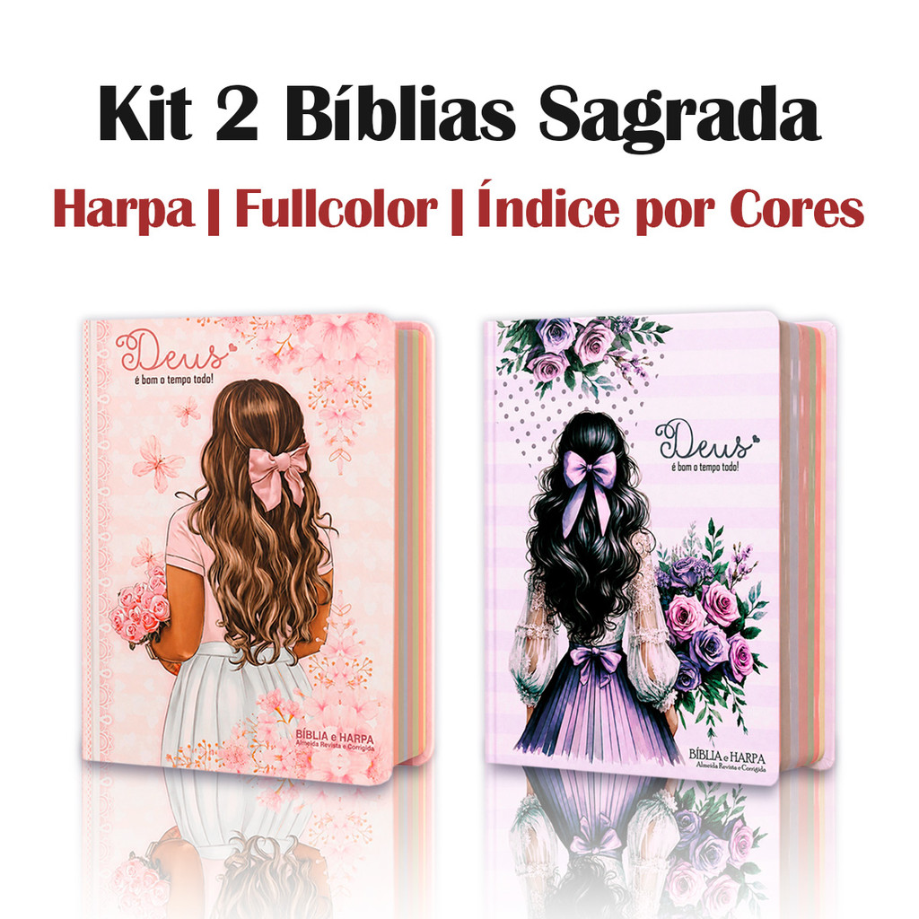 Kit 2 - Bíblia Sagrada - Feminina Capa Dura | ARC - João Ferreira de Almeida - Harpas e Corinhos