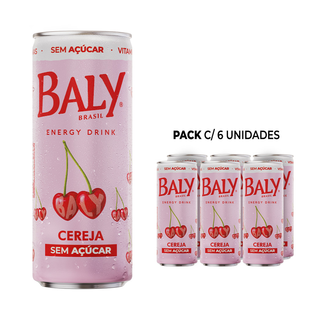 Energético Baly Cereja Sem Açúcar 250ml x 6 UN