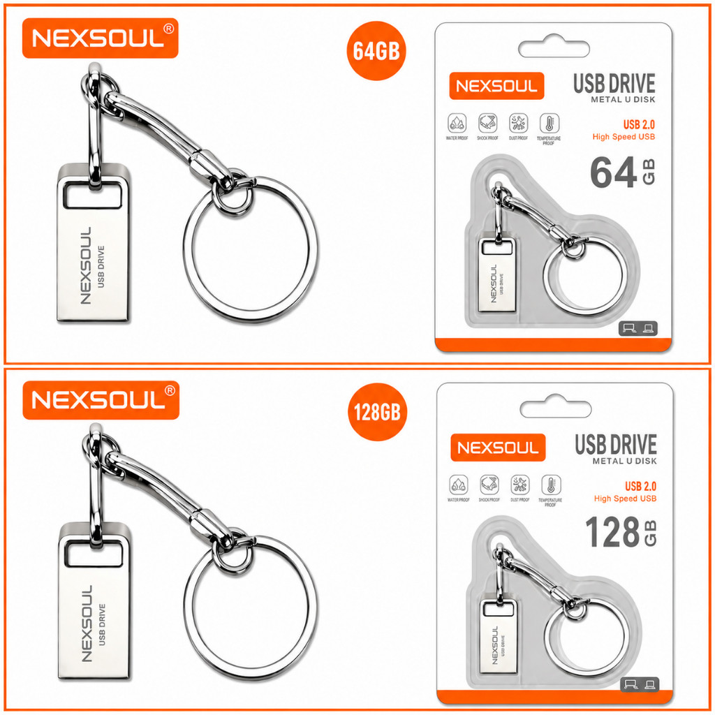 Mini Pendrive nexsoul Original – Chaveiro Metálico USB 2.0 ( 32 a 128GB)