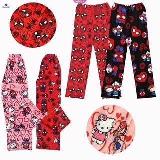 Hello Kitty Homem-Aranha Veludo Natal Halloween Pijama Solto Calças Homens E Mulheres Desenhos Animados Dormir Casual We