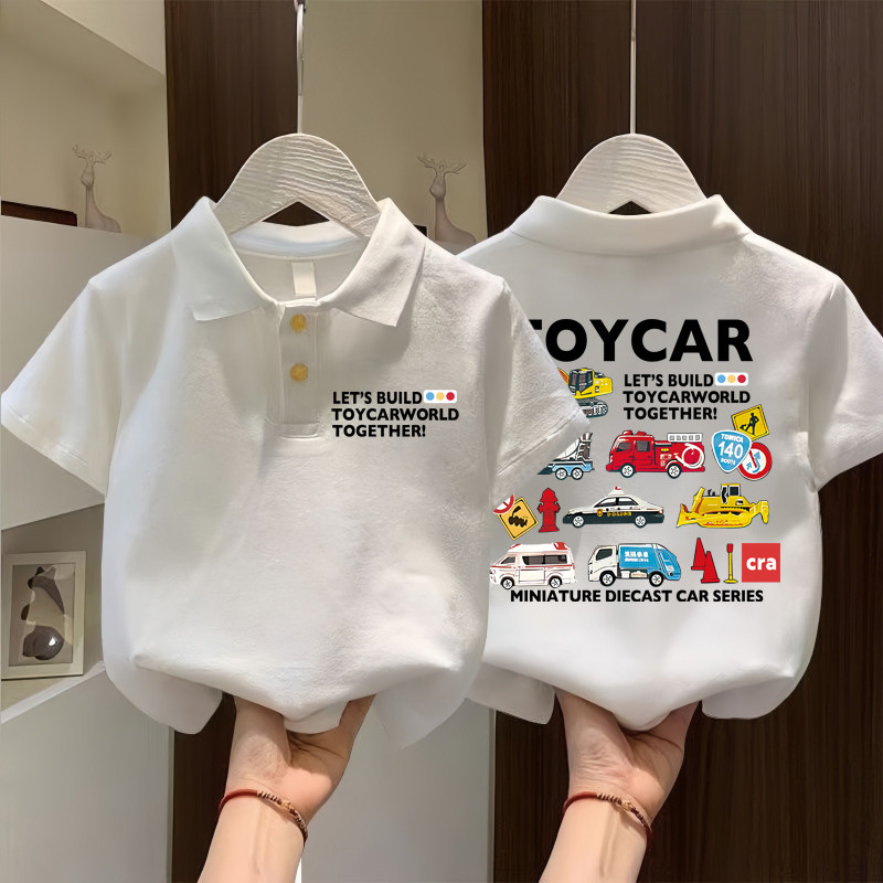 Meninos de manga curta camiseta crianças camisa polo puro algodão topo versão coreana Casual menino dos desenhos animado