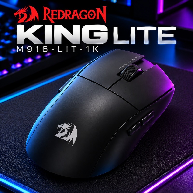 Mouse Gamer Redragon King Lite M916-LIT-1K 49g 10000 DPI PAW3313 Wireless Bluetooth USB-C 1000Hz