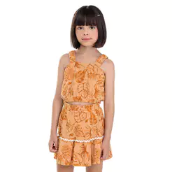 Conjunto Infantil Menina Folhas Tropical Colorittá Marrom