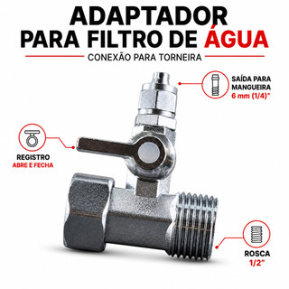 Adaptador Purificador de Água Metal Anticorrosivo Válvula