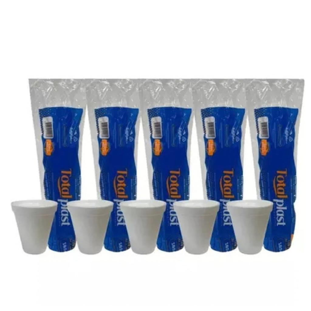 Copo De Isopor Térmico 180ml Totalplast Kit 5 Pacotes c/ 20 Unidades Descartável