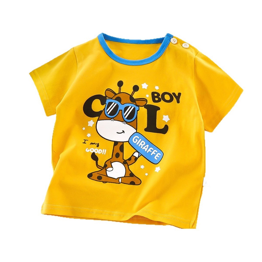 Crianças puro algodão de manga curta camiseta dos desenhos animados verão bonito roupas para meninos respirável confortá