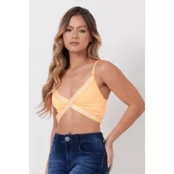 Top Curto Malha Lisa Planet Girls Laranja Médio