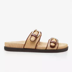 Papete Feminina Iris Couro Palha