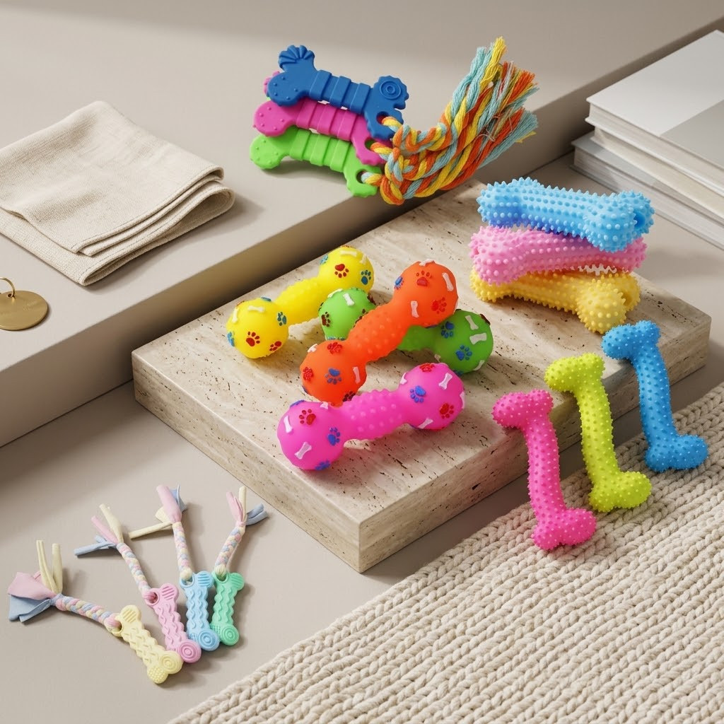 Brinquedos Mordedores de Borracha Formato Osso para Pets – Diversos Modelos e Tamanhos