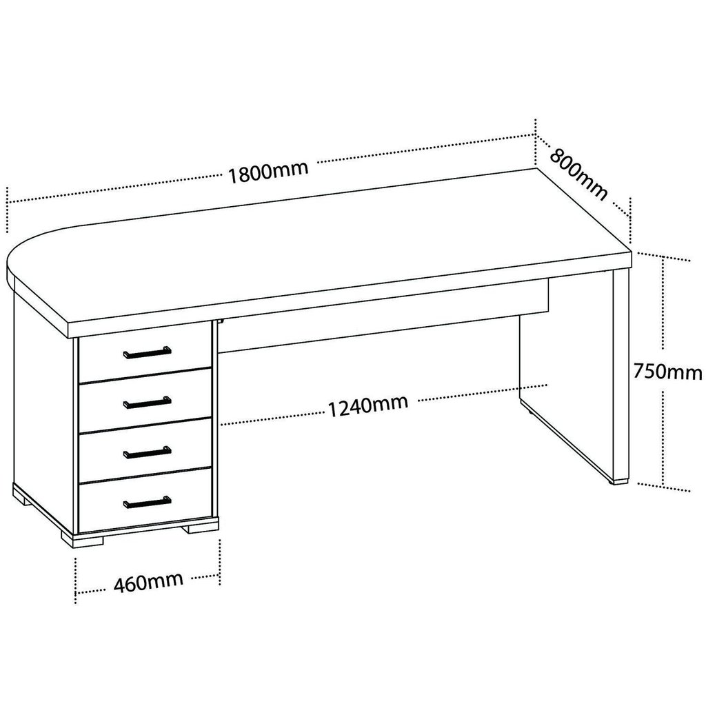 Mesa Executiva para Escritório em Tamburato Elegante e Funcional 180cm Branco/Carvalho Artany Carvalho/Branco · foto 2