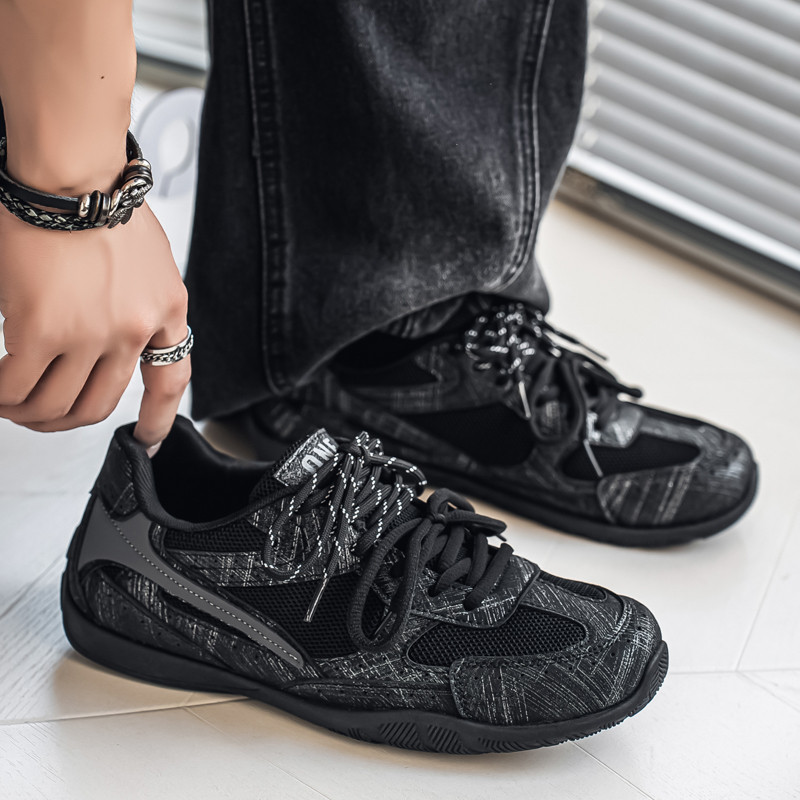 Sapatos masculinos outono estudantes malha respirável esportes lazer tendência All-Match adolescente tamanho grande leve