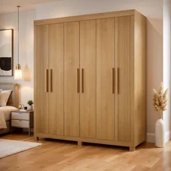 Guarda Roupa Casal 6 Portas 2 Gavetas 100% MDF Norten Marrom/Cinamomo Cinamomo