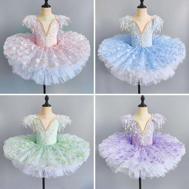 Dia das crianças vestido de balé meninas ganso lantejoulas princesa Pettiskirt bonito dança desempenho traje 10.11