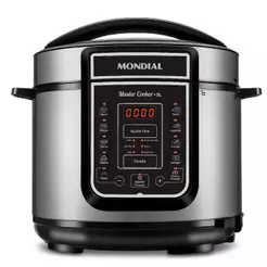 Panela de Pressão Elétrica 5 Litros Mondial Master Cooker PE38 Preta com Prata 127V