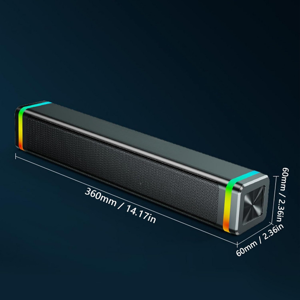 Caixa de Som RGB Aitek ACS4516 Soundbar para PC e Notebook 5W Estéreo 2.0 USB P2 Controle de Volume — imagem 2 de 2
