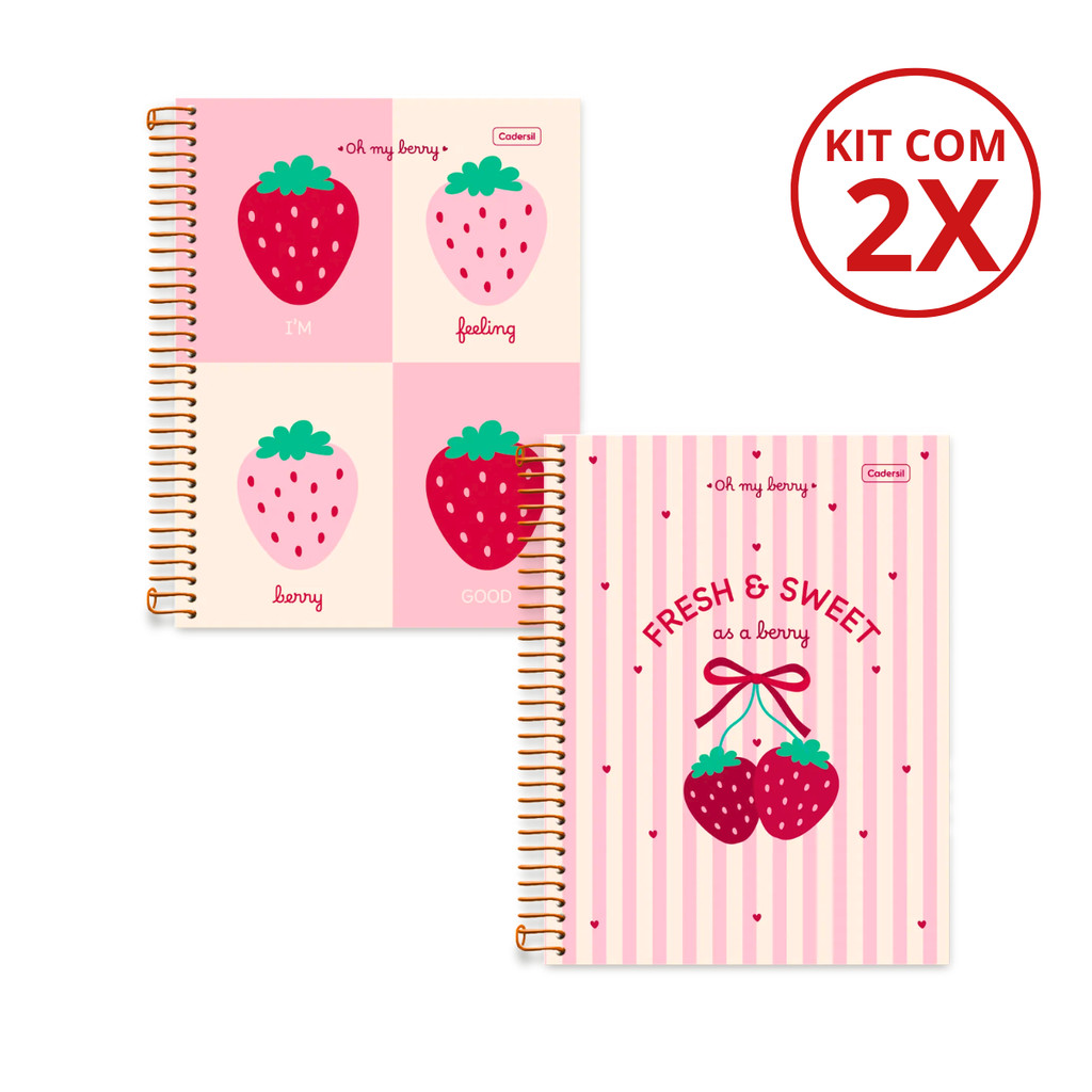 Kit 2 Cadernos 20 Matérias Universitário My Berry 320 Folhas - CADERSIL
