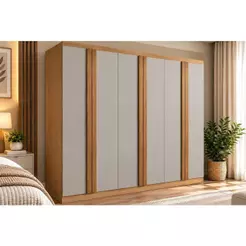 Guarda Roupa Casal 6 Portas e 2 Gavetas Grécia Naturale/Off White - Rufato