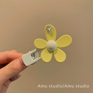 Novo clipe de cabelo de flor amarela doce da Coreia do Sul para a testa feminina