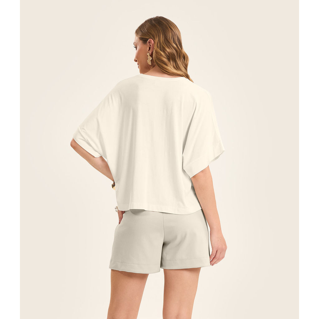 Blusa Feminina em Viscotorcion Rovitex Bege — imagem 2 de 2