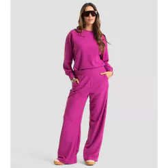 Calça Feminina Malhão Maquinetado Dianna Roxo