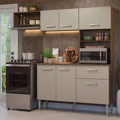 Armário de Cozinha Compacta 196cm Rustic/Crema Aura Madesa