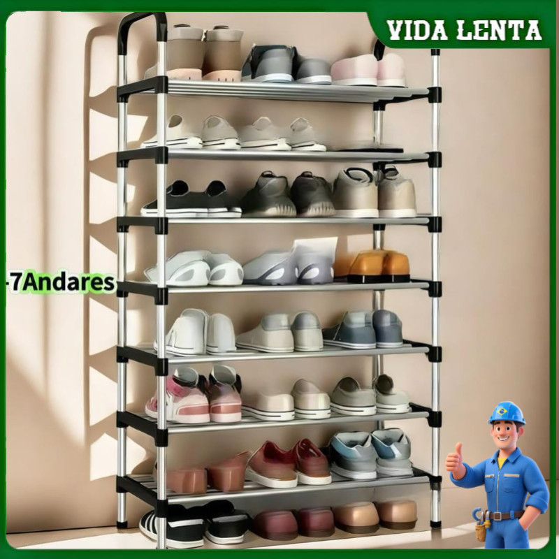 Sapateira Organizadora de Metal Multiuso 6/7 Andares para Calçados, Desmontável e Resistente para Sapatos, Sapatilhas