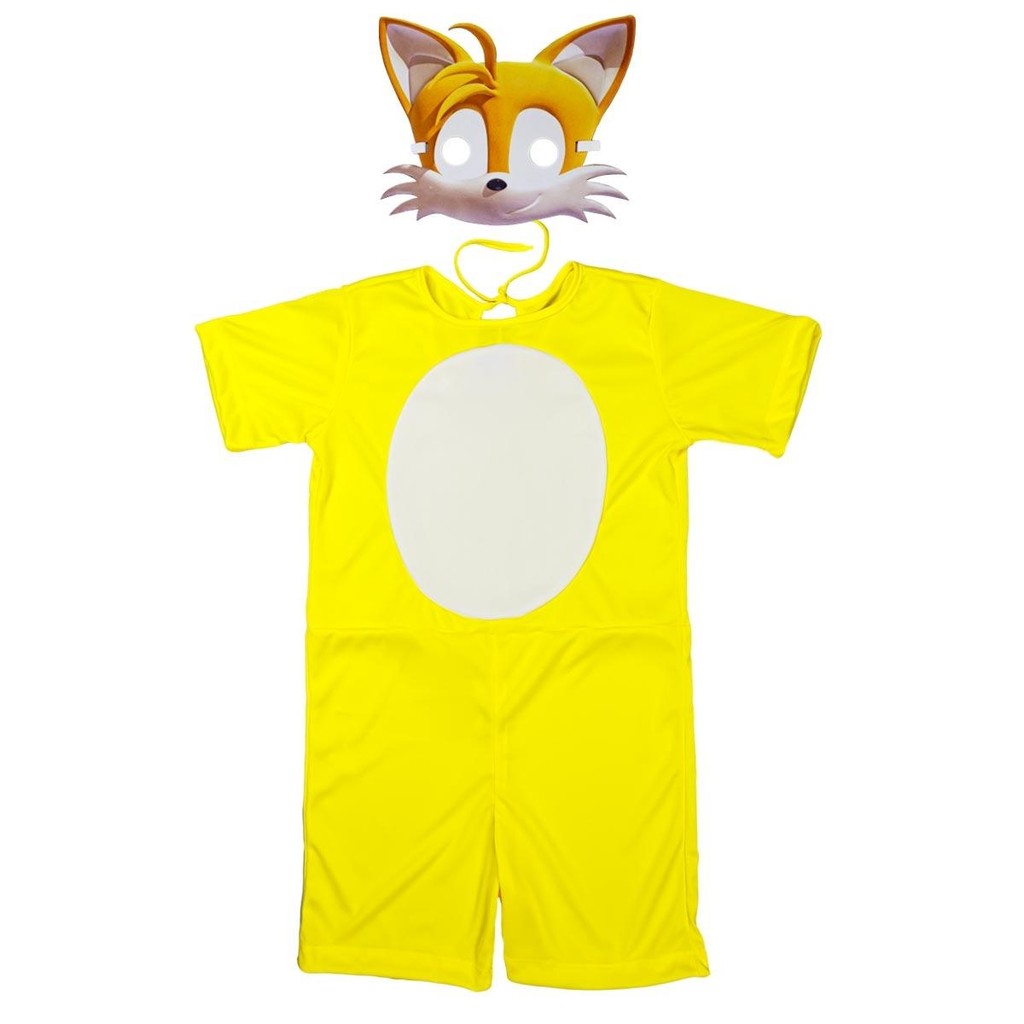 Fantasia Sonic Menino Infantil Amarelo Roupa Tails Longo Com Máscara Festa Carnaval Halloween
 em Oferta na Shopee