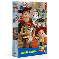 QUEBRA CABEÇA TOY STORY 4 DISNEY 100 PEÇAS TOYSTER BUZZ WOODY BETTY ANDY LOTSO FILME BRINQUEDO PIXAR