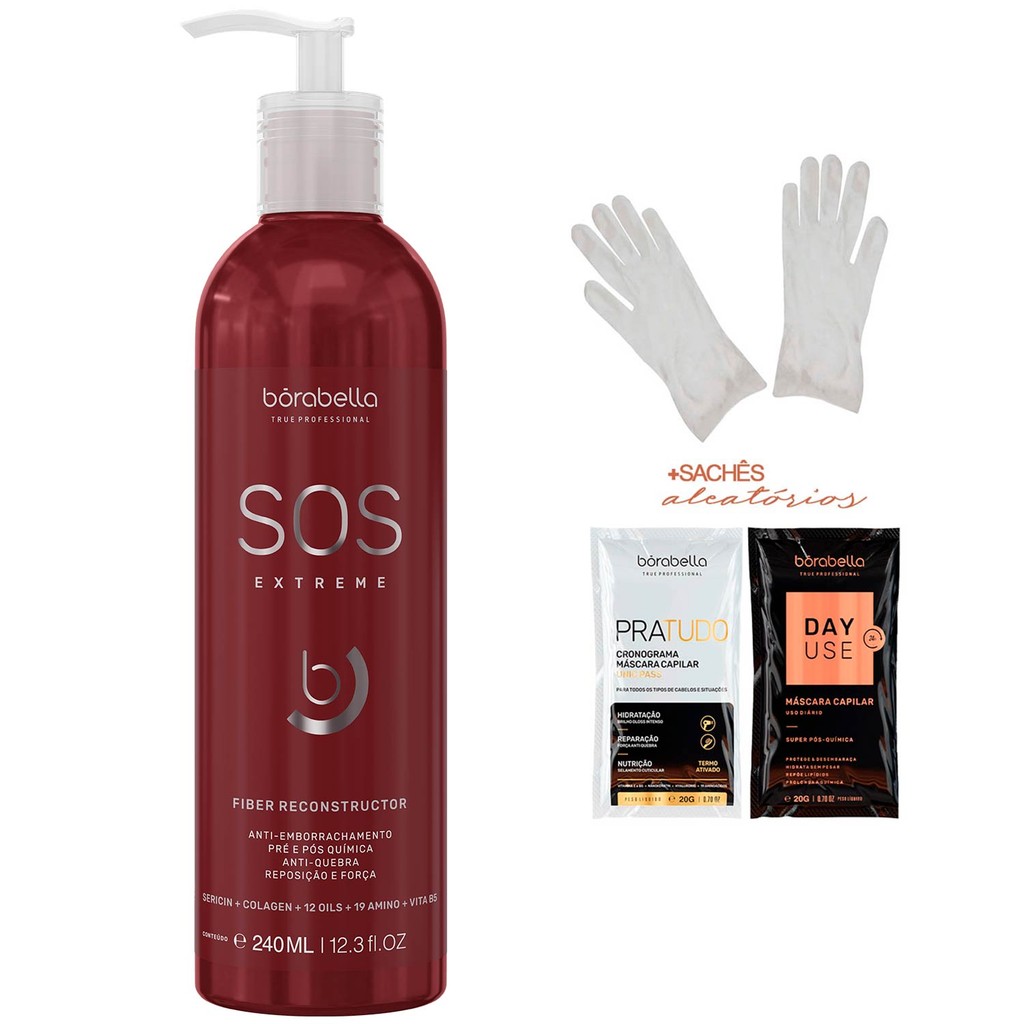 SOS Extreme Borabella 240ml Reconstrução da Fibra Capilar + Sachês/Luvas