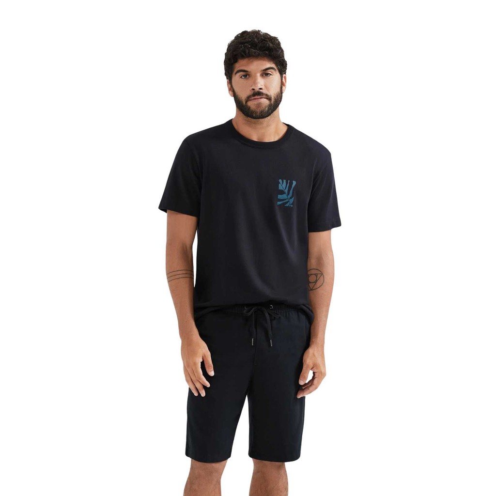 Bermuda de sarja hering masculina reta cordão cintura H4FA