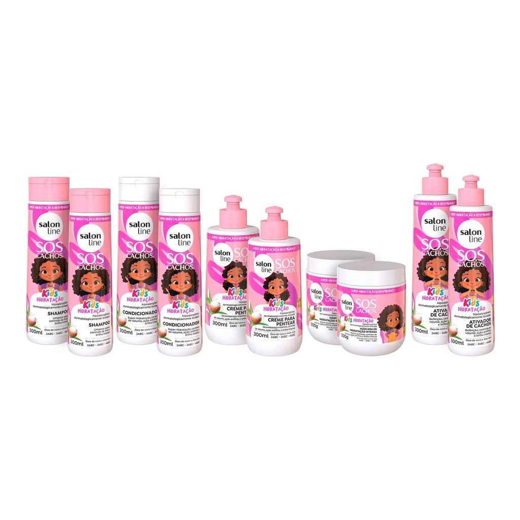 Kit SOS Kids 2 Shampoo 2 Condicionador 2 Máscara 2 Ativador 2 Creme Salon Line em Oferta na Shopee