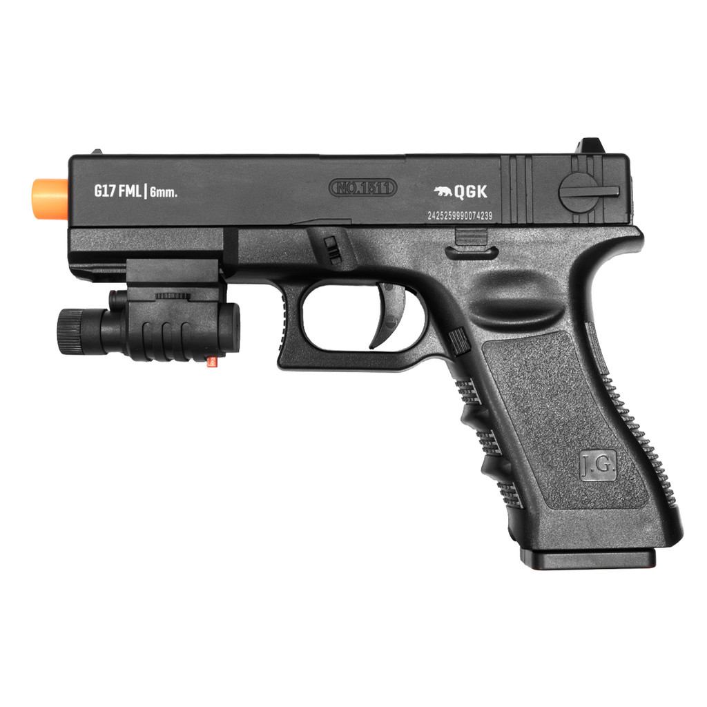 PISTOLA AIRSOFT SPRING QG17 SLIDE METAL + LASER 6MM QGK em Oferta na Shopee