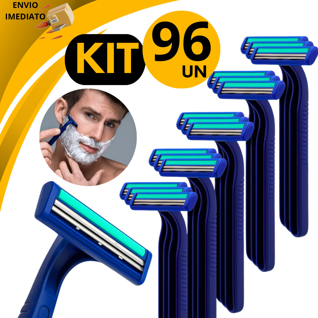 Kit 96 Barbeador 2 Lâminas Descartável Masculino Feminino Gilete Suave Corte Preciso Uso Diário