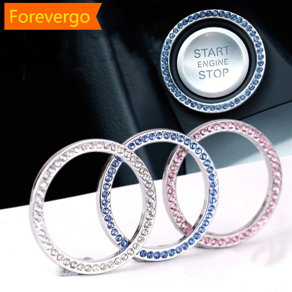 forevergo Universal Automóveis Botão Interruptor De Partida Decorativo Diamante Strass Anel Auto SUV Acessórios Decorati