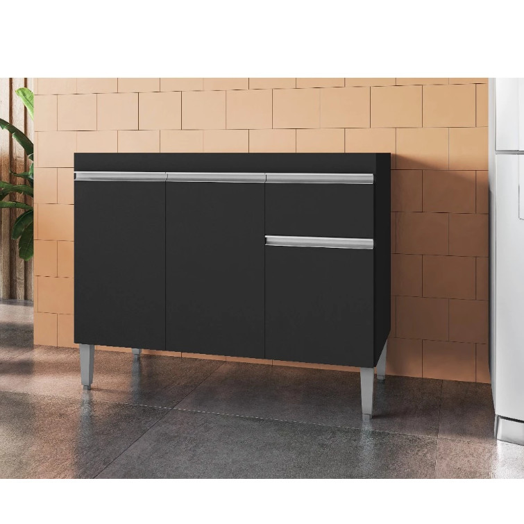 Gabinete de Pia Tatiane 120cm Preto Balcão para Cozinha SEM TAMPO