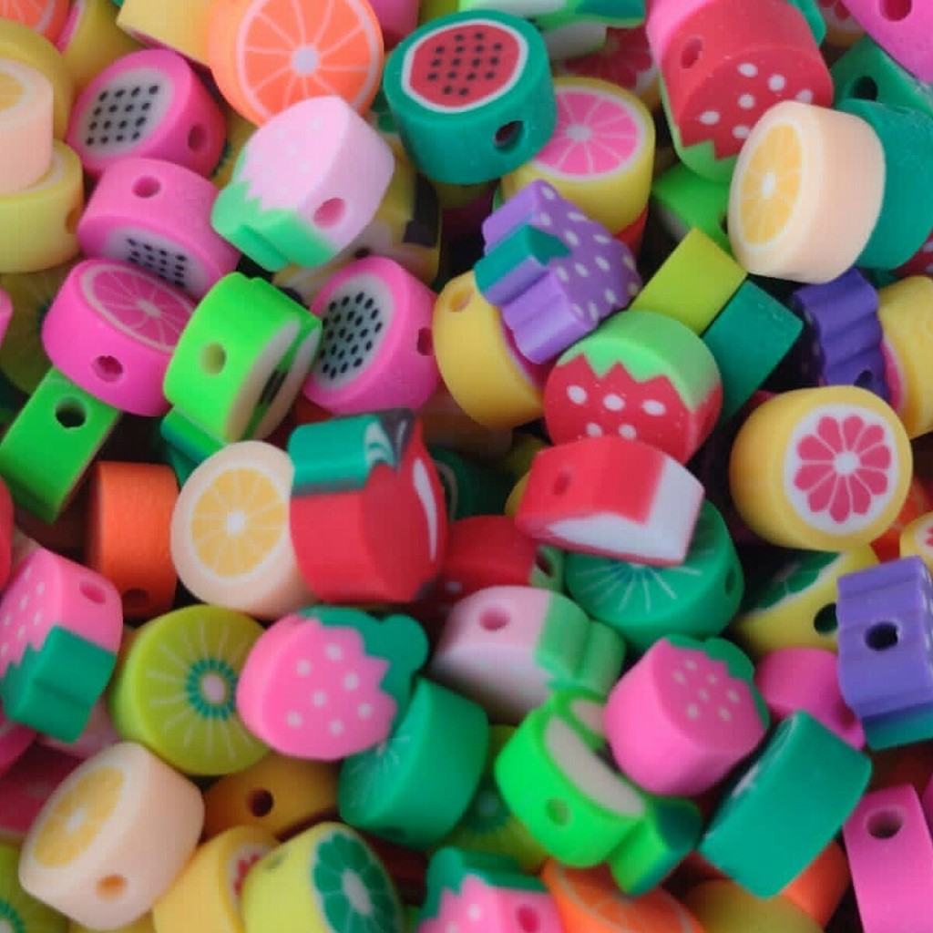 Peças Para Bijuterias Miçangas Pulseira Frutinhas 100 Peças