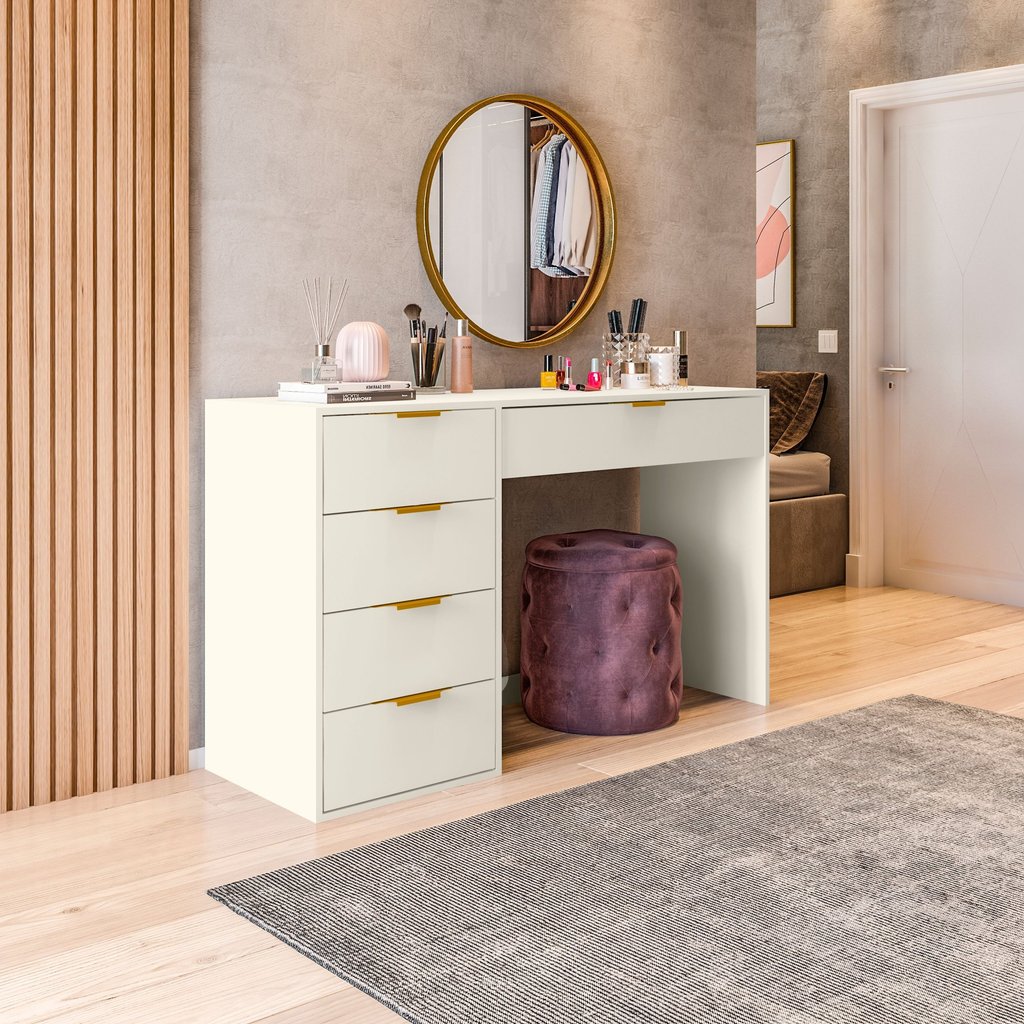 Penteadeira com Porta Objetos e 5 Gavetas Vita Yescasa Off White em Oferta na Shopee