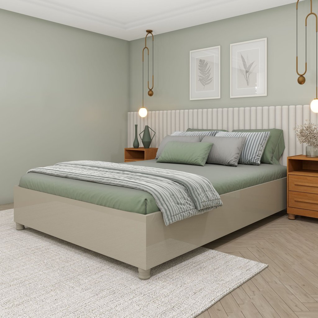 Cama Casal em MDP 193cm X 144cm Mônaco   Off White em Oferta na Shopee