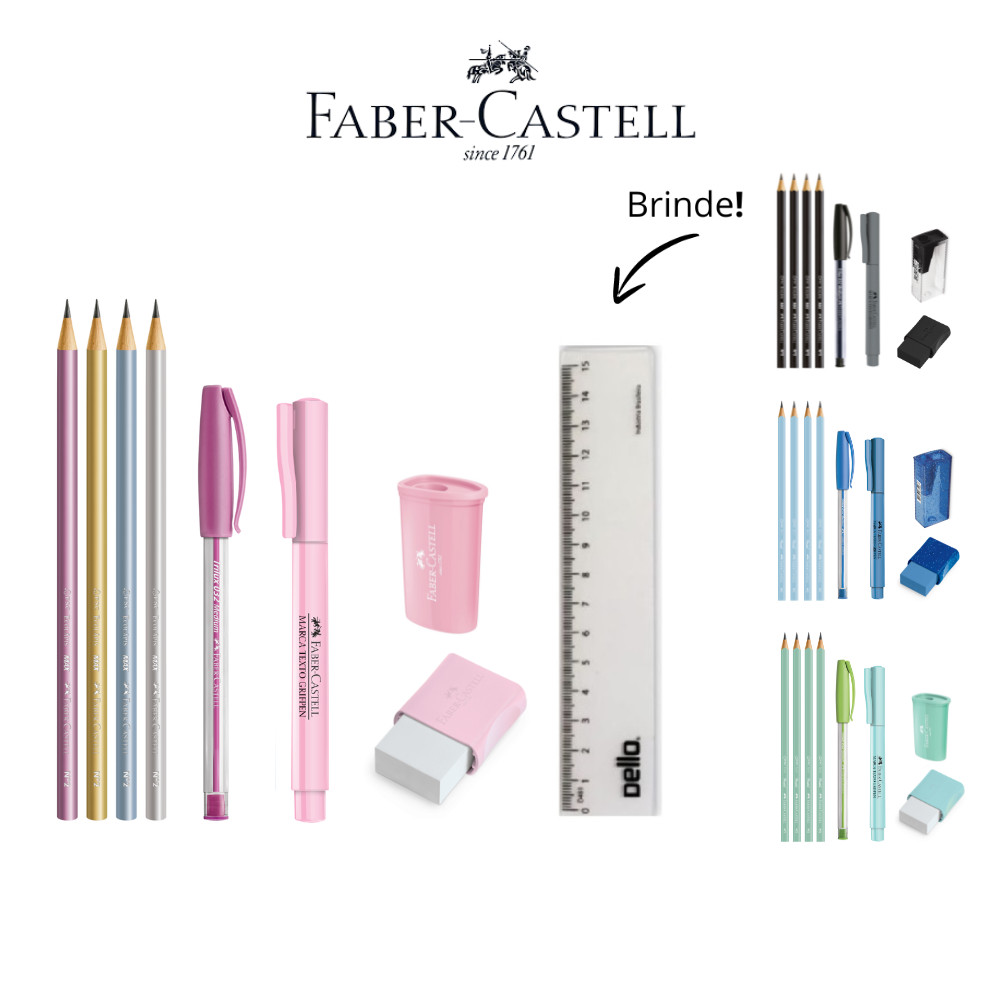 Kit Material Escolar Volta às Aulas Faber Castell Cores Pastel, Neon, Preto ou Vintage em Oferta na Shopee