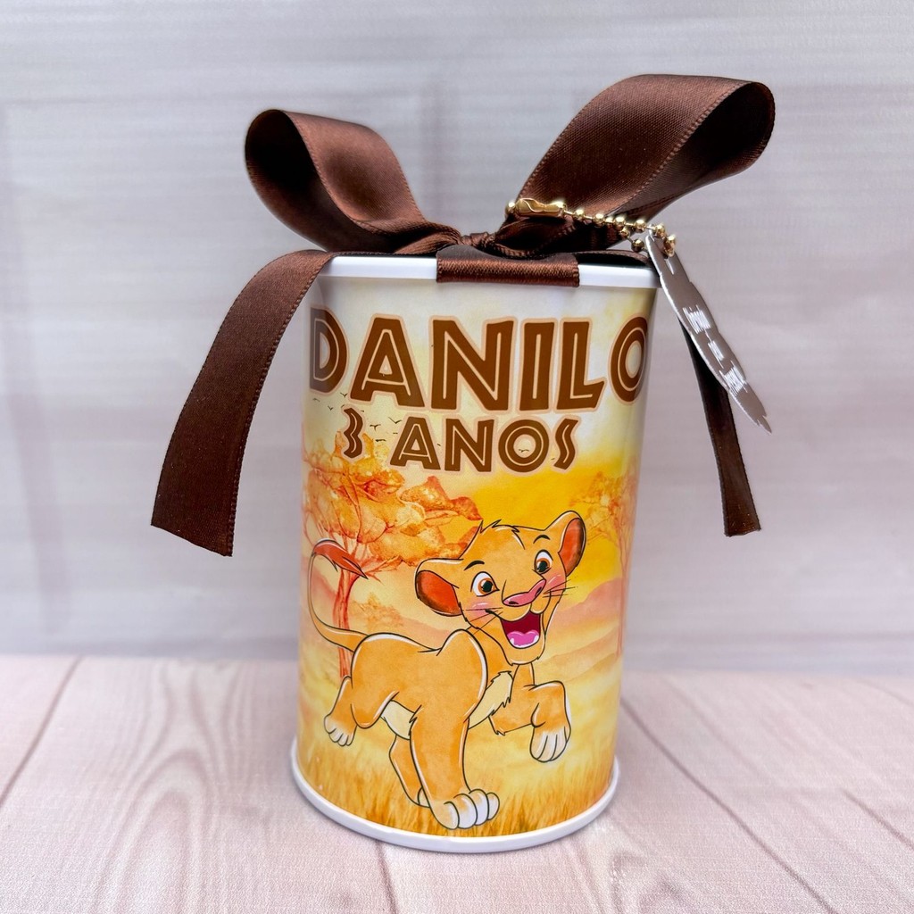 Cofrinhos Personalizados REI LEÃO MARROM - 10x6cm Lembrancinha Festa Infantil Aniversário