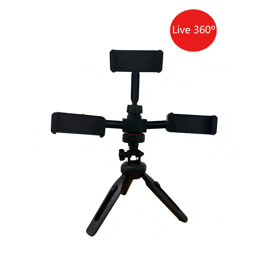 Suporte Com Tripé Para 3 Celulares Multi Clip 3 Em 1 Live 360º  Tripé De Mesa Para Live Simultânea