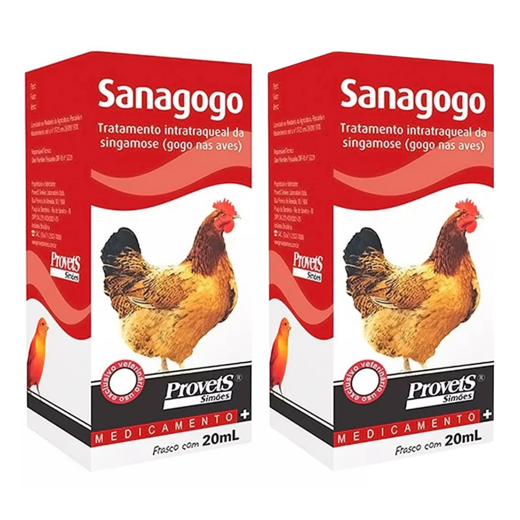 Kit 2 Sanagogo 20ml Tratamento De Gogo Para Aves em Oferta na Shopee