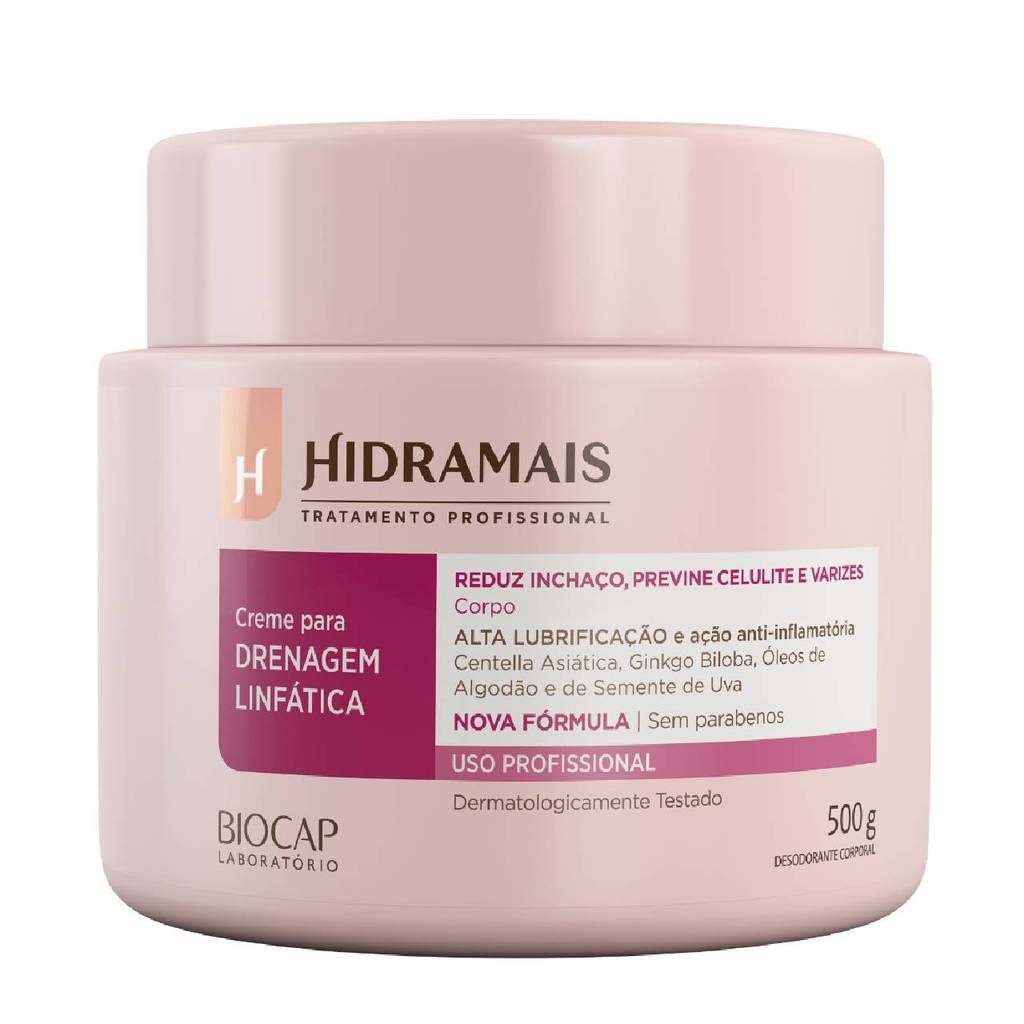 Creme para Massagem Drenagem Linfática Hidramais 500g - Reduz Inchaço, Previne Celulite e Varizes